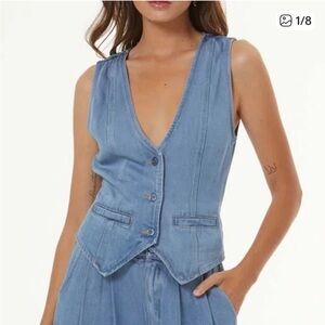 Young Fabulous & Broke YFB Veda Denim Jean Vest - Medium Wash - Size M